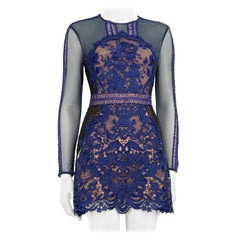 Self-Portrait - Robe en dentelle bleue à œillets Taille XS