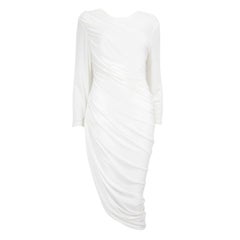 Norma Kamali White Asymmetric Ruched Midi Dress Size XL