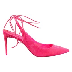Christian Louboutin Pink Suede Lace Up Kate Heels Size IT 41