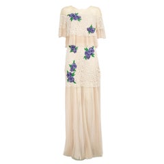 Tadashi Shoji Floral besticktes Maxikleid Größe L