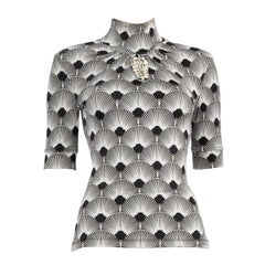 Paco Rabanne Top Abstracto Blanco y Negro Talla XS