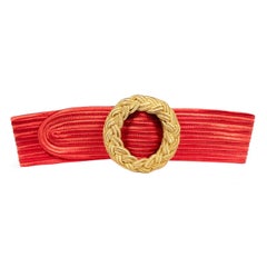 Saint Laurent Red Passementerie Buckle Belt