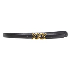 Paloma Picasso Black Leather X Buckle Belt