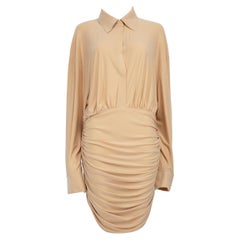 Norma Kamali Mini Abito con Dettaglio Drappo Beige Taglia L.A.