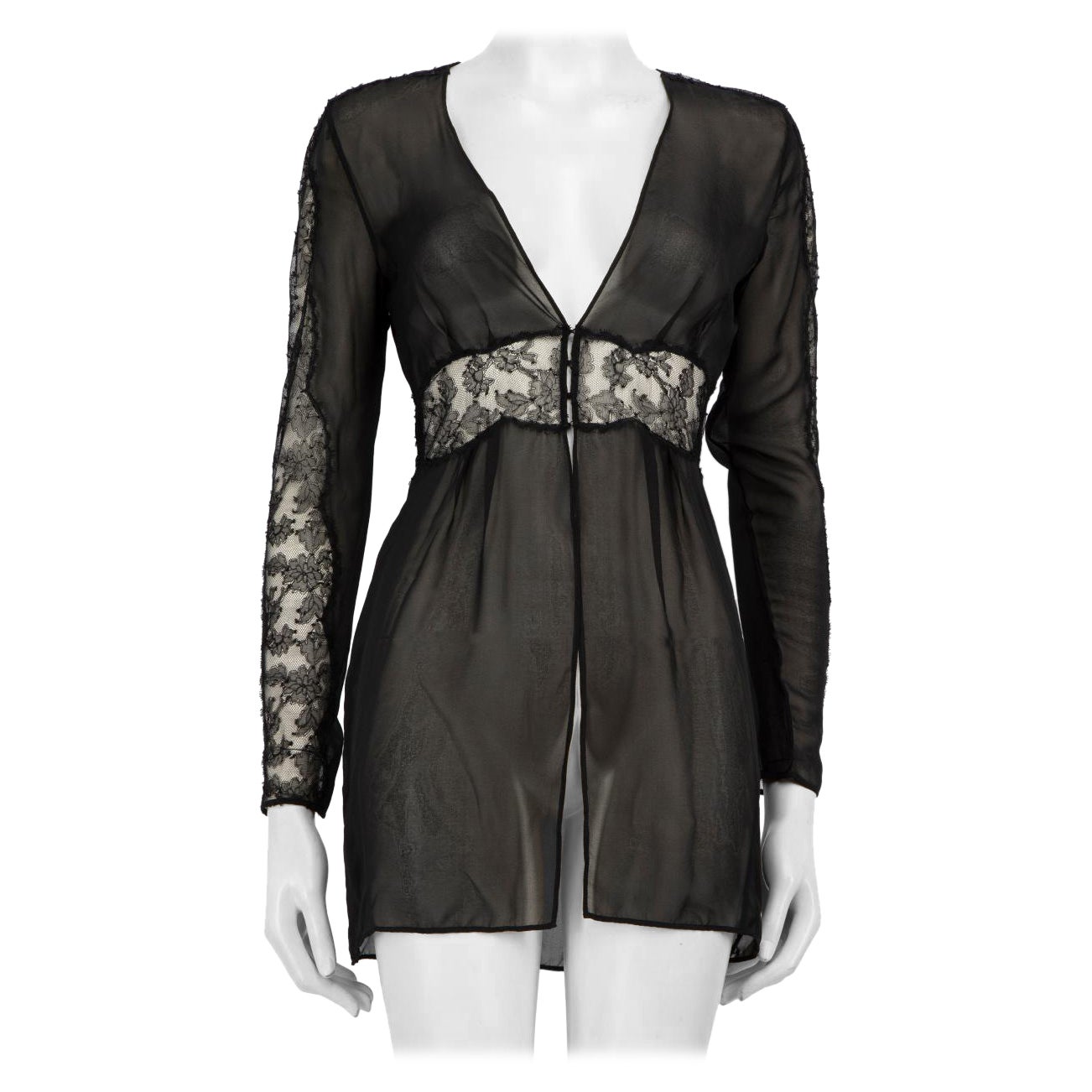 Agent Provocateur Black Silk Sheer Mini Dress Size S For Sale