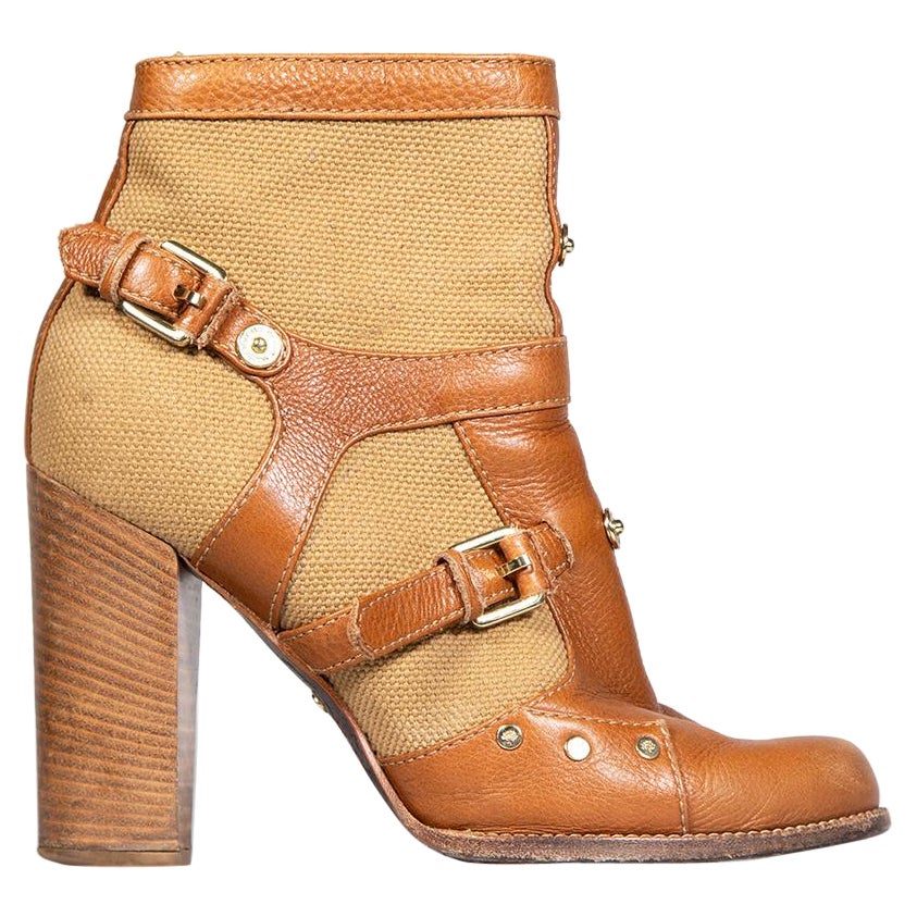 Mulberry Brown Leather Button Detail Boots Size IT 41 For Sale