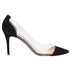 Gianvito Rossi Black Suede Plexi Heels Size IT 39.5