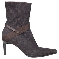 Gucci Brown Monogram Heeled Boots Size IT 36