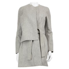 Balenciaga Grey Wool Single Breasted Belted Coat Size M