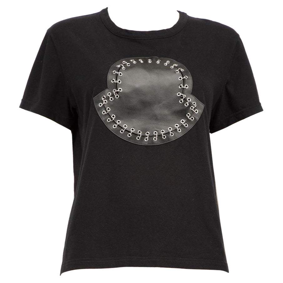 Moncler Black Pierced Logo T-Shirt Size XS For Sale