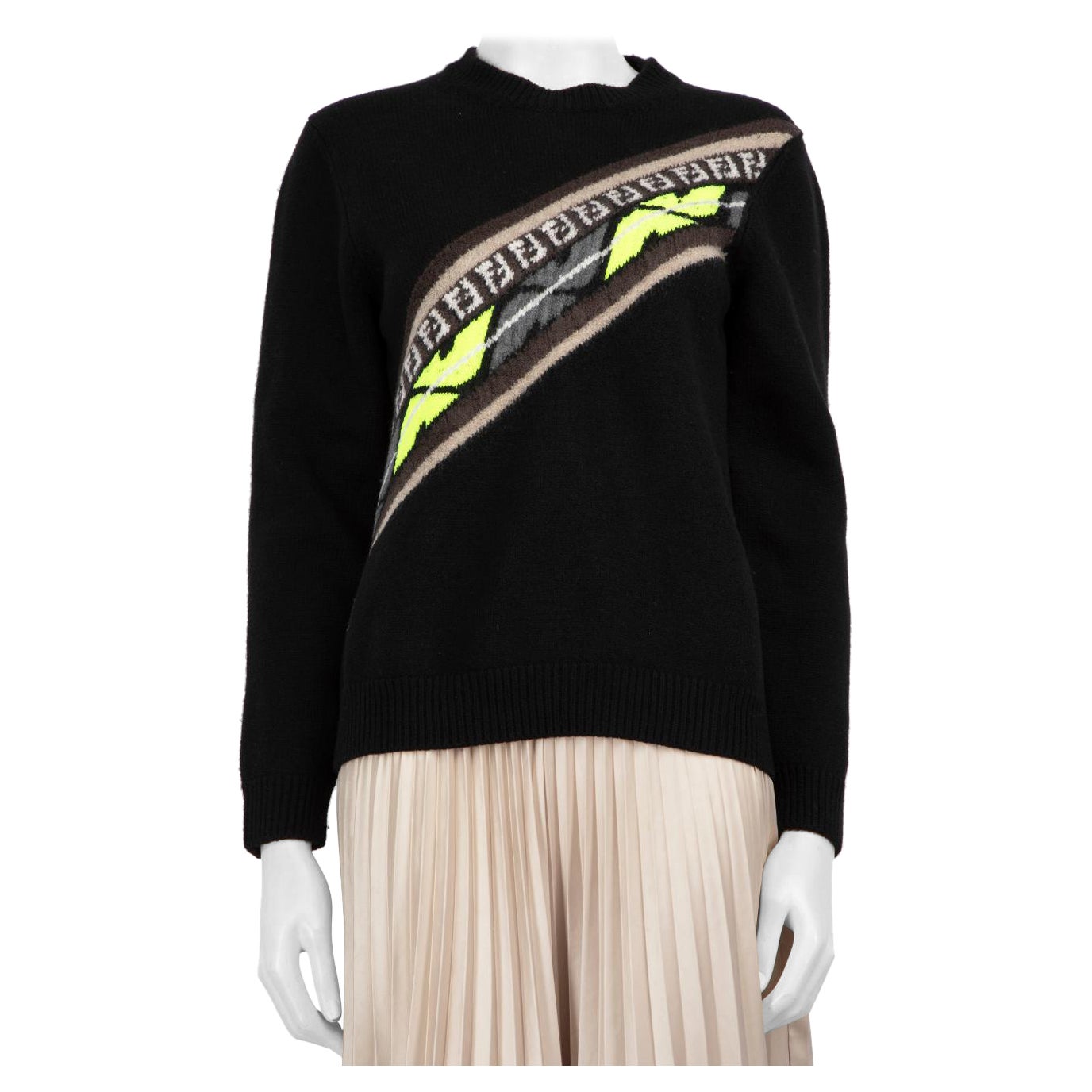 Fendi Black Wool FF Logo Knitted Jumper Size 4XL