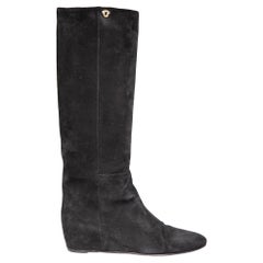 Jimmy Choo Black Suede Olivia Knee High Boots Size IT 42