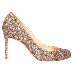 Christian Louboutin Glitter Round Toe Pumps Size IT 38