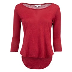 Sandro Red Fine Knit Round Neck Top Size S