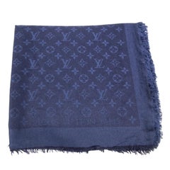 Louis Vuitton Blue Silk Monogram Scarf
