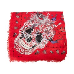 Alexander McQueen Schal mit rotem Totenkopfdruck