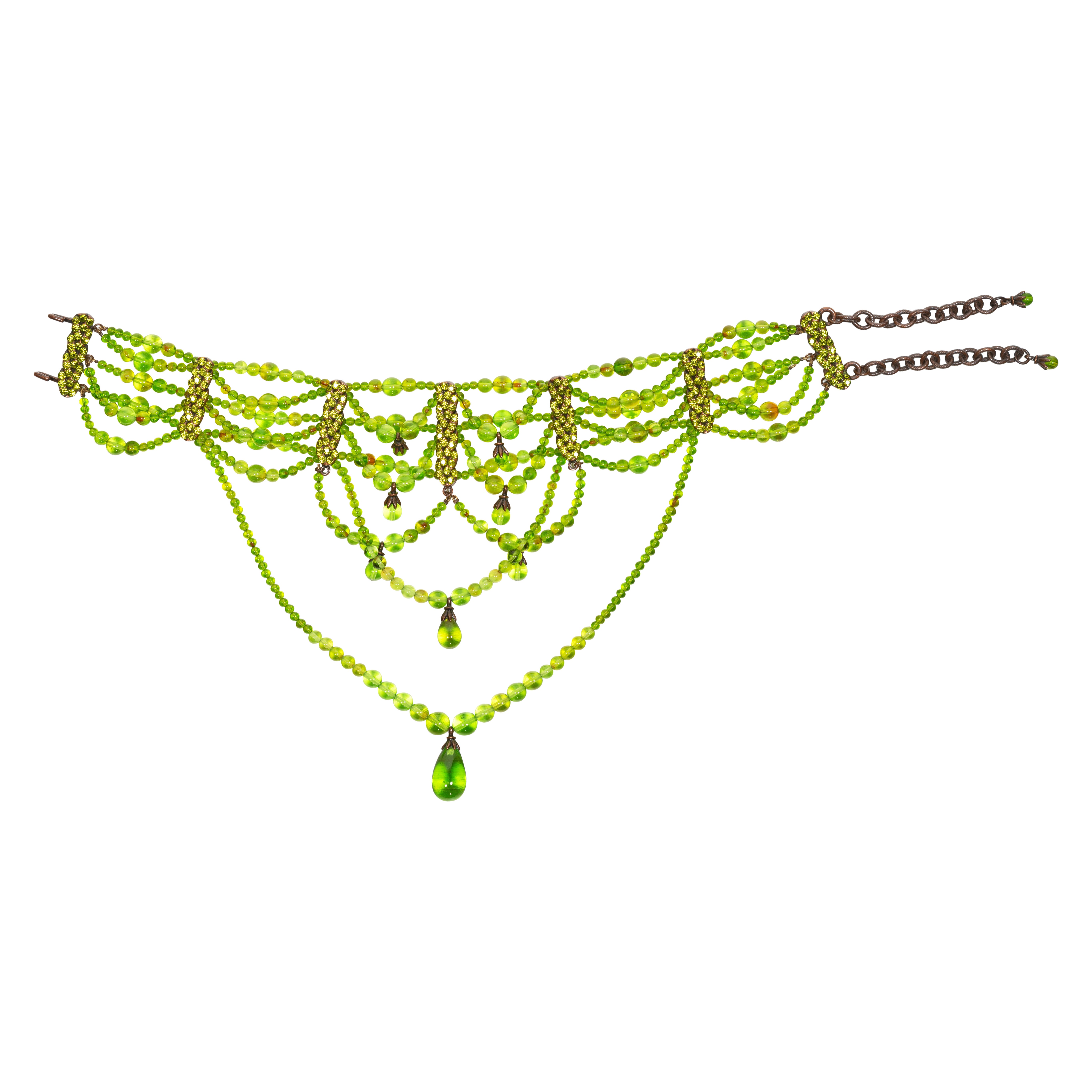 Christian Dior by John Galliano Green Beaded Choker Necklace, FW 2003