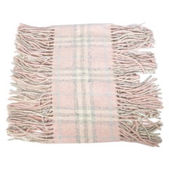 Burberry écharpe rose à carreaux mérinos et franges joyeuses