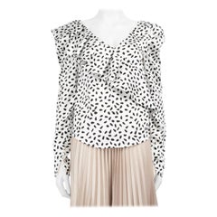 Self-Portrait Blusa de volantes de lunares blancos y negros Talla S
