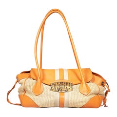 Prada Raffia & Leather Shoulder Bag