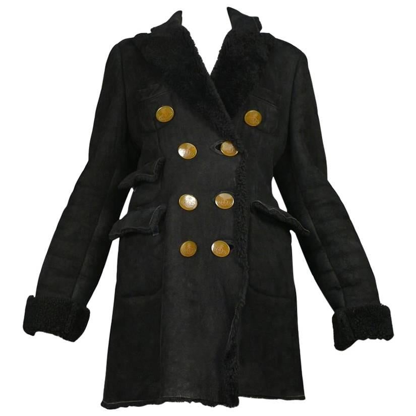 Vivienne Westwood manteau en peau de mouton noir  en vente