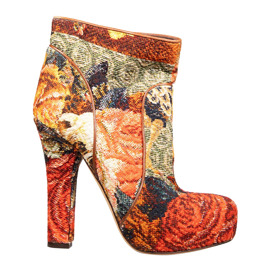 Dolce & Gabbana - Stivaletti in jacquard a motivi floreali Taglia IT 39