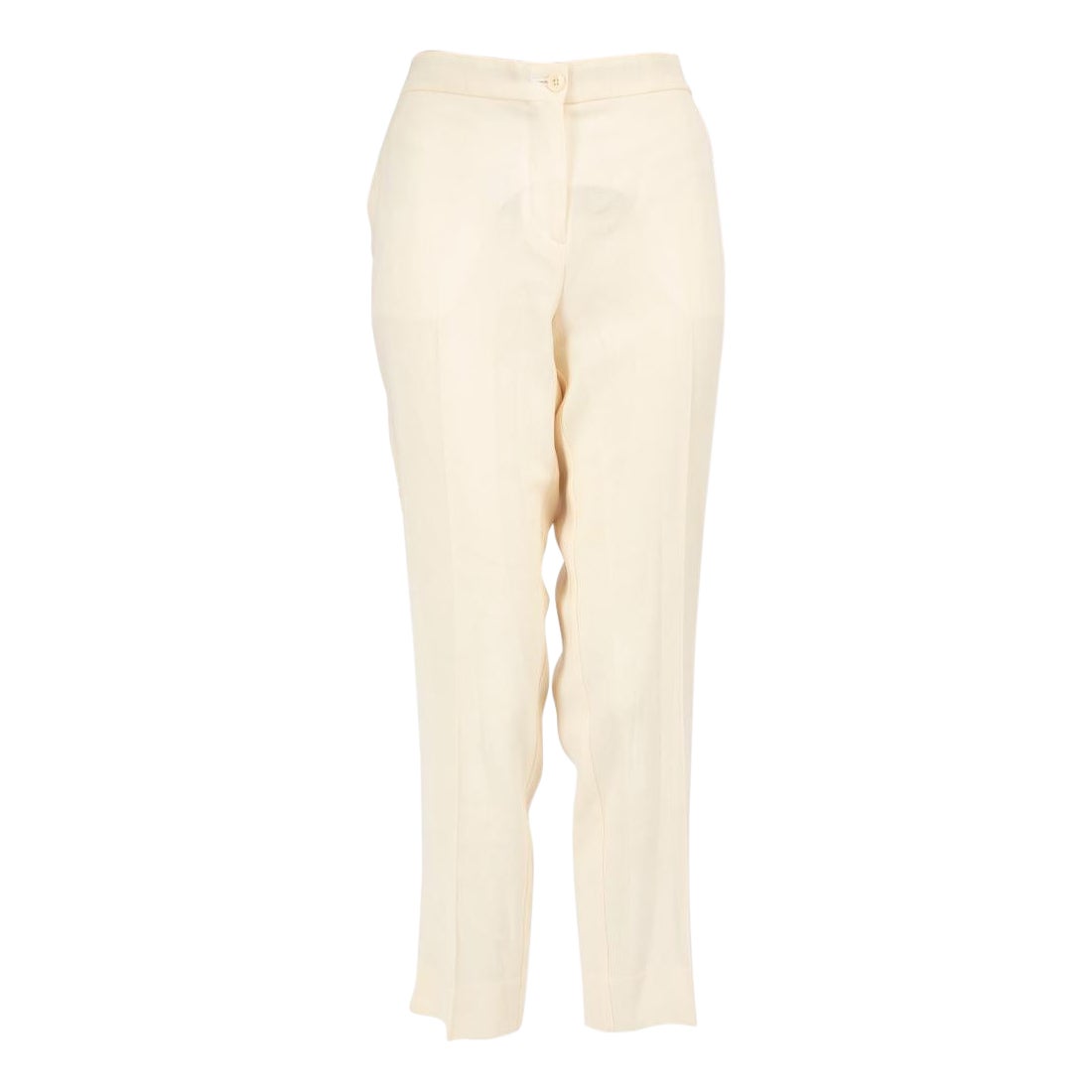 Etro, pantaloni affusolati in lana color crema, taglia L.