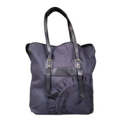 Grand sac fourre-tout imprimé du logo de Burberry, bleu marine