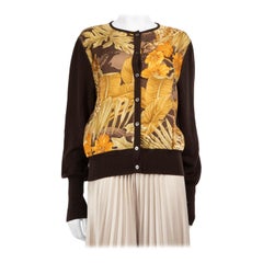 Salvatore Ferragamo Cardigan in lana e seta con stampa floreale taglia XL
