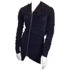 Rick Owens Black Ruched Bodycon Dress with Zipper 12