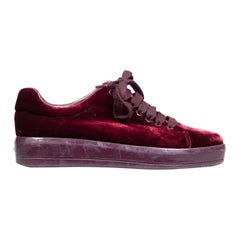 Prada Burgundy Velvet Platform Trainers Size IT 38
