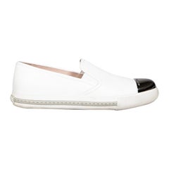 Miu Miu White Leather Cap Toe Loafers Size IT 38