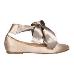Gianvito Rossi Beige Ribbon Tie Ballet Flats Size IT 37