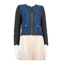 Sandro Blue & Black Tweed Quilted Jacket Size S