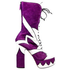 Miu Miu S/S 2016 Runway Purple Suede Boots Size IT 37.5