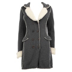 Ermanno Scervino Grey Wool Crochet Detail Coat Size S