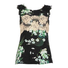 Dolce & Gabbana Black Floral Lace Trimmed Top Size S
