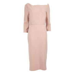Roland Mouret Pink Square Neck Midi Dress Size XXL