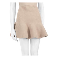 Brandon Maxwell Beige Wool Flare Mini Skirt Size S