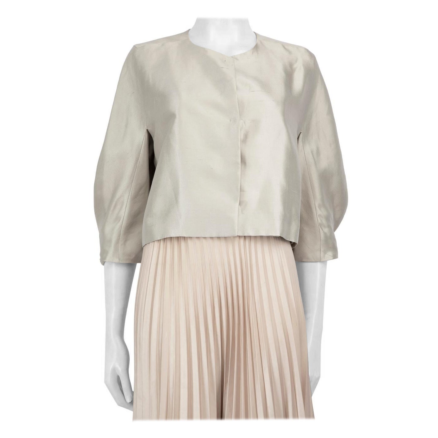 Max Mara Silver Cape Cropped Jacket Size M For Sale