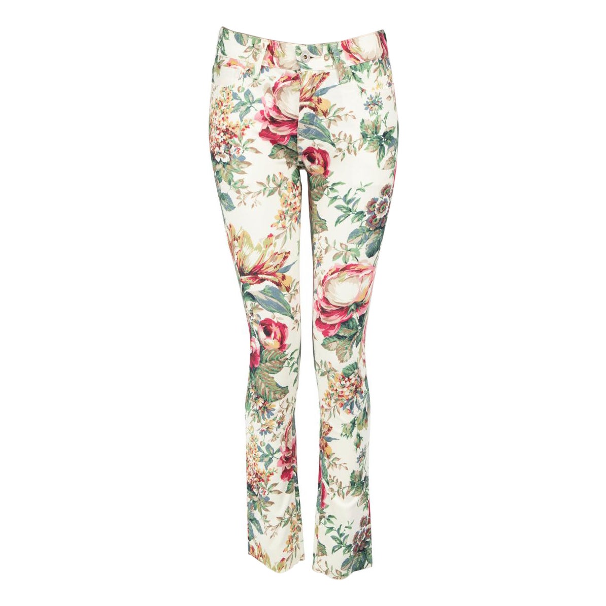 Junya Watanabe Slim Jeans aus Denim mit Blumenmuster, Größe XS im Angebot