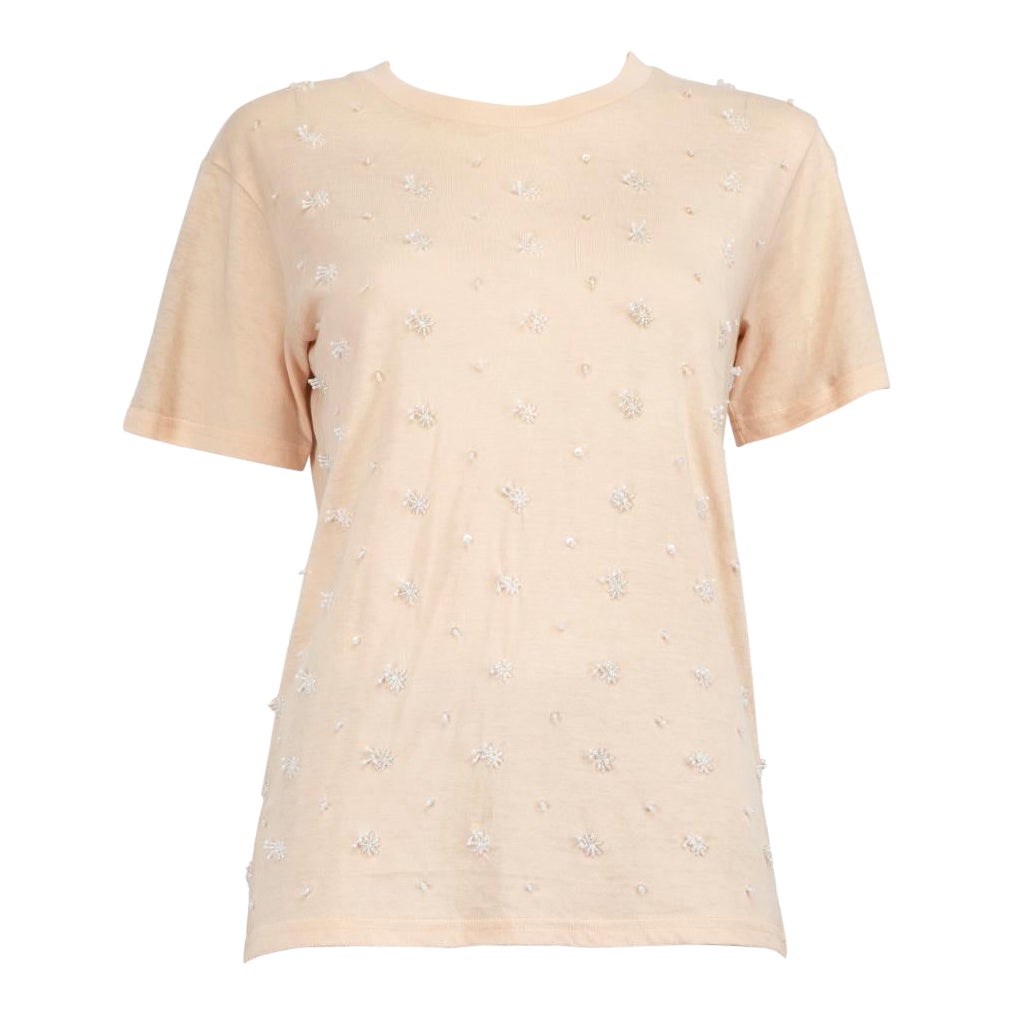 Miu Miu Beige Bead Embellished Top Size S