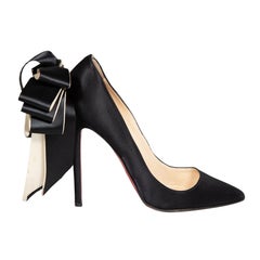 Christian Louboutin Black Satin Bow Anemone Pumps Size IT 39