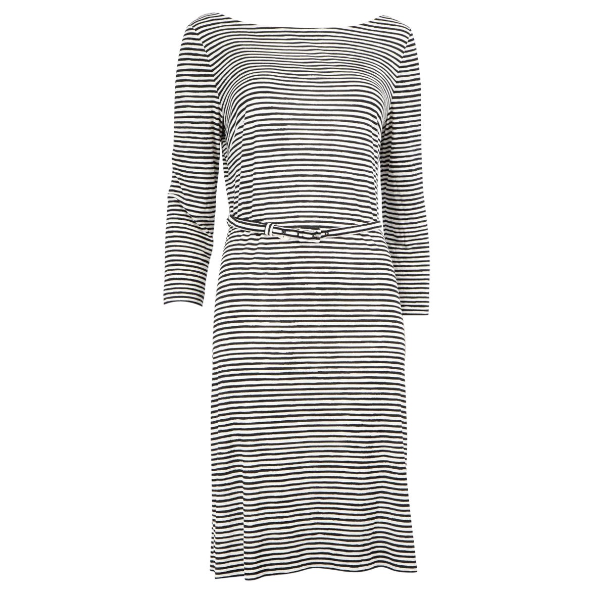 Prada Black & White Silk Striped Pattern Dress Size XL For Sale