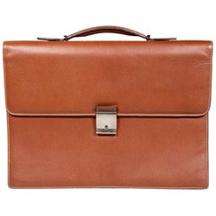 Ermenegildo Zegna Brown Leather Briefcase