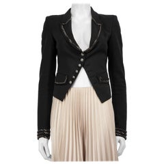 Philipp Plein Black Chain Trim Cropped Blazer Size M