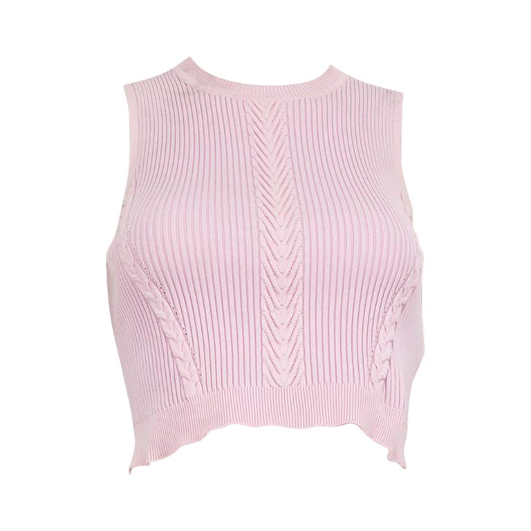 Versace Pink Knit Crop Top Size XS For Sale