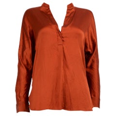 Vince, camicetta in seta arancione con scollo a V taglia XS