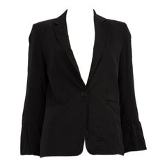 Sandro Blazer negro de manga larga con volantes Talla S