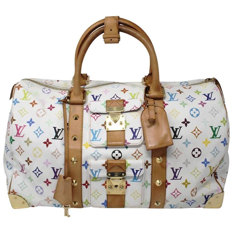 Louis Vuitton Murakami Keepall 45 White Handbag Purse Travel Bag at 1stdibs